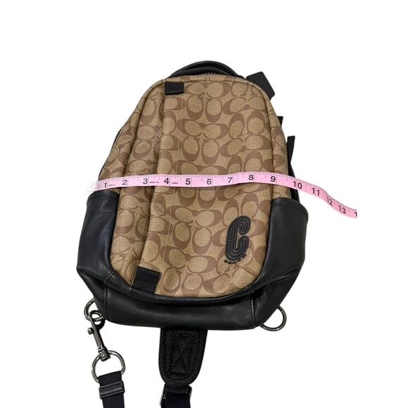 Coach Edge Pack Signature Canvas Black Brown Leather Sling Bag 89909 - Picture 12 of 16